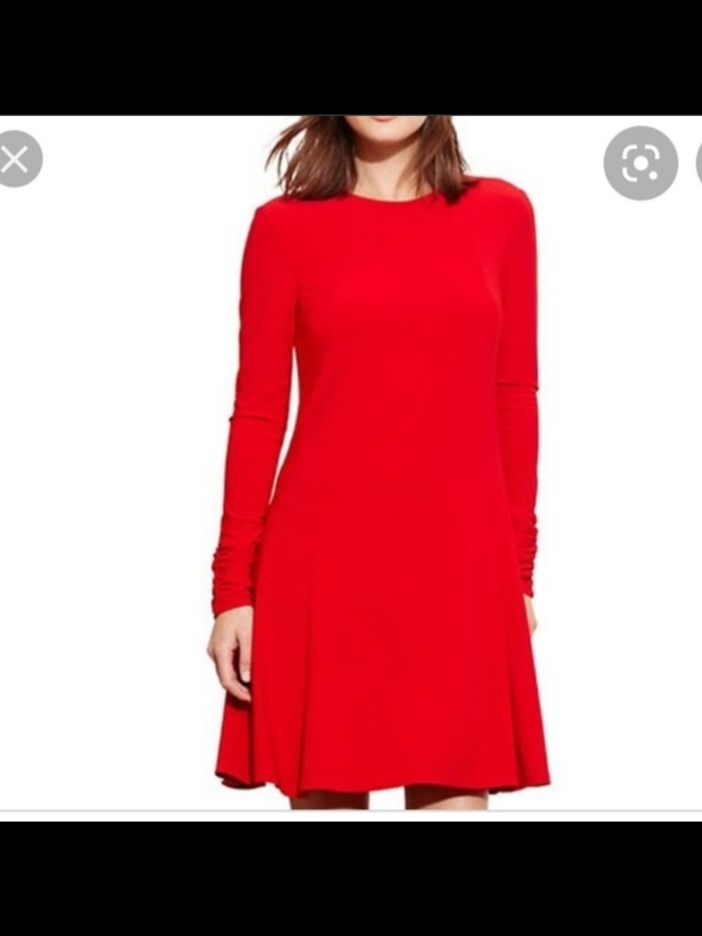 Massimo Dutti Bright Red Long-Sleeve A-Line Dress